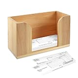 Wooden Deposit Ticket Holder Deposit Slips Organizer 11" L x 4.9" W x 6.5" H Cashier Pad Rack Desk P