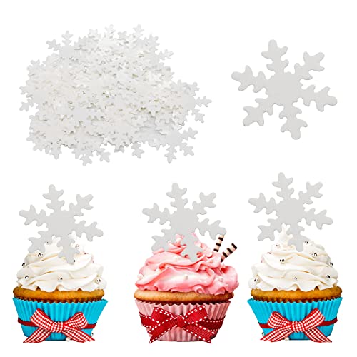 Morofme 50Pcs White Edible Snowflake Cake Cupcake Topper, Edible Frozen Cake Topper, Winter Cupcake Topper, Edible Snowflake Cake Cupcake Decoration For Christmas Winter Frozen Theme Party Supplies #TOP13