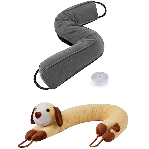 Sunolga 2 Pack of 38 Inches Door Draft Stoppers, Includes 2.2Lbs Gray Door Draft Stopper & 2.4Lbs Dog Shape Sound Proof Draft Guard