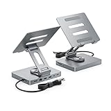 iPad Pro USB C Hub Stand,10 in 1 Rotatable Multiport Adapter for iPad M4 M3 M2 Inch Docking Station 4K 60Hz HDMI, PD, SD/TF Card Reader, USB 3.0, 3.5mm Audio, iPad Accessories for Home Office