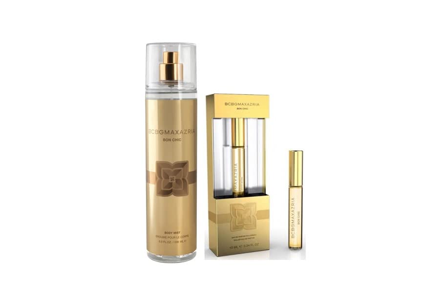 BCBGMAXAZRIA - Perfume de fragancia Bon Chic de 2 piezas para mujer - 8 onzas  8.0 fl oz en aerosol corporal + bola rodante de 0.34 onzas