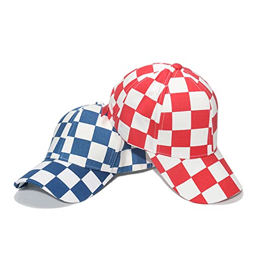 Haooie Unisex Checkered Print Baseball Cap Cotton Retro Dad Hat For Men Women Outdoor Sun Hats (Blue) #TOP4