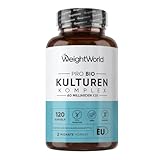 Pro Bio Kulturen Komplex - 60 Milliarden KBE pro Portion - Mit 20 Bakterienstämmen, Bio Inulin, FOS - 120 Kapseln - 2 Monate Vorrat - Mit Lactobacillus Reuteri & Bifidobacterium Infantis - WeightWorld