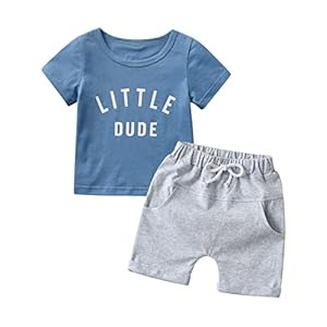 Joureker Baby Boy Clothes Infant Letter Print Short Sleeve T-Shirt Tops + Shorts Outfits Sets