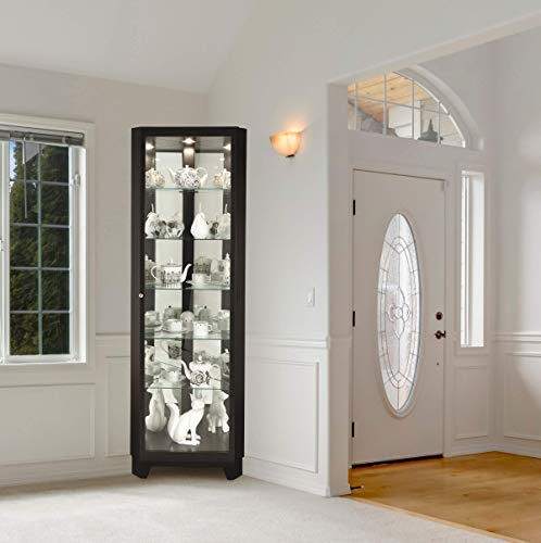 Howard Miller Melissa IV Heighted Black Curio Cabinet with Adjustable Shelves and Mirrored Panels