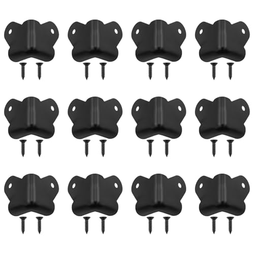 Image of Black stage speaker corners metal corner guards decorative corner protectors dust protection corners for stairs corner protectors for amplifiers stage road boxes with screws 12pcs