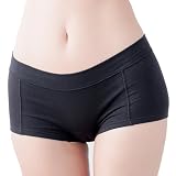 [フランデランジェリー] 綿95% 吸水ショーツ 約25mL対応 ボクサー 【日本企画 4層構造 肌にやさしい 防水布 】 大きいサイズ シンプル 食い込みにくい コンフィッツ コットン cfs203n ブラック,S