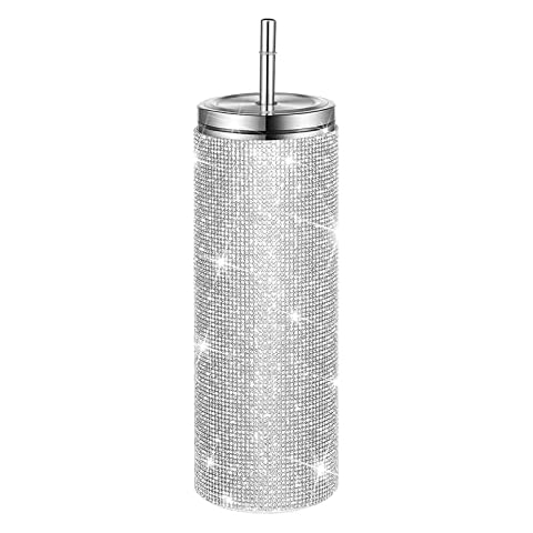 Cymwer 600 ml Diamant-Wasserflasche, Bling Strass Edelstahl Thermoflasche Cover