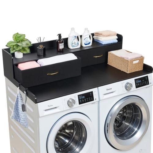 VEVOR Comptoir pour Lave Linge et Sèche Linge avec Étagère, Plan de Travail pour Machine à Laver 137x69,9 cm, pour Rangement Aménagement Buanderie,...