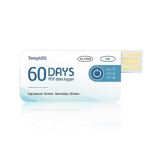 Image of Tzone Disposable Temperature Data Logger USB with PDF Report Temp Recorder | 1 Pack,Single Use Thermometer Recording,10000 Points,60 Days,IP67 Waterproof,for Cold Chain Transport Freezer Medical Storage