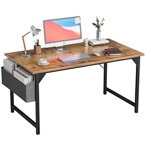 Furmax Computer Desk 48 Inch Small Office Desk with Storage Bag & Headphone Hook, Workstation for Home Office, Modern Writing Study Table (Rustic Brown)
