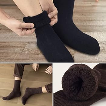 5 Paires Chaussettes Hiver Homme Thermiques – Laine/polyester, Doublure Polaire, Tailles 39-45, Pour Randonnée/ski