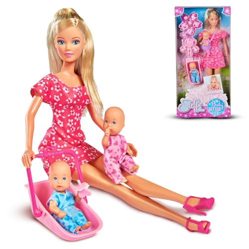 Image of Steffi Love Babysitter| Pretend Play Set for Girls| Doll Set with Babysitter & Two Babies| Dolls with 15+ Accessories & Baby Carriers| Ideal for Girls Age 3+