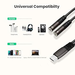 USB C Microphone Adapter, USB C to 3.5mm Combo 3.5mm Hi Fi Audio & Mic Jack Splitter Compatible with iPhone 16 15 Pro Max/15 Pro/15 Plus,iPad Pro/Air, MacBook, Pixel 9 8 7, Galaxy S24 23 S22