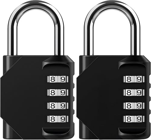 Image of Vervida 2 Pack Combination Lock Resettable asp Storage Black 4 Digit Outdoor Waterproof Combo Padlock for School Gym Locker, Sports Locker, Fence, Toolbox, Gate, Hasp Storage