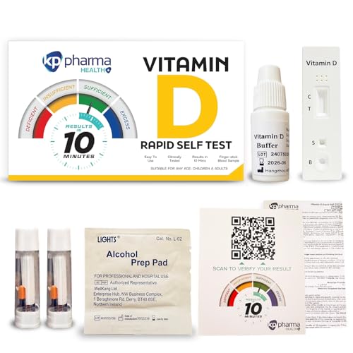 KP Pharma Vitamin D Test Kit Check for UV Deficiency & Insufficiency Level at Home Clinically Tested Certified by CE Easy and Quick Test Kit for Accurate Results - 1 Vitamin D Testing Kit