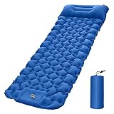 SUNGOOYUE Materasso Ad Aria Leggera con Cuscino Ad Aria, Tappetino da Campeggio per Sonnooni per Spallata, Adatto per Escursioni, Arrampicata, Pesca, Fatto di TPU in Nylon, Max.200 Kg (BLUE)
