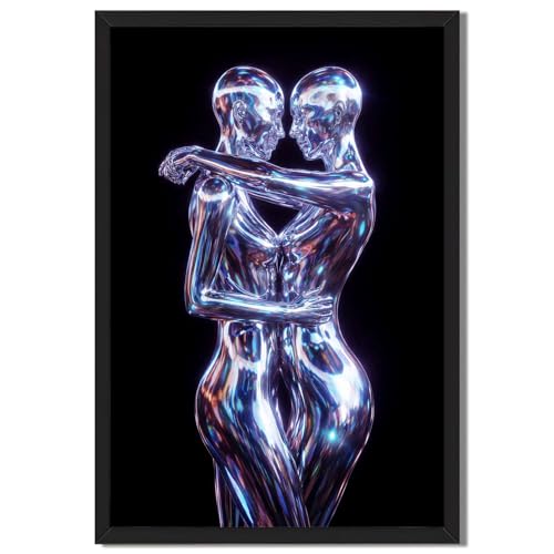 Framed Embracing Figures Poster Contemporary Abstract Wall Art Pictures Wall