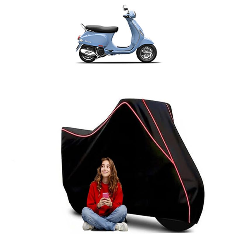 Image of S Scooty Bike Cover Water Resistant Outdoor Use Universal Fit Scooters Motorcycles Heavy Duty UV Protection Dust Rain Scratch Resistant Elastic Bottom Black Blue Piping