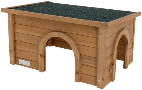 Kerbl Pet wetterfestes Nagerhaus | 59 × 39 × 30 cm, robuste Spießtanne mit Kunststoffdach, wetterfest und langlebig für Nager