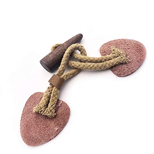 Chris.w Camel Leather Sew-On Toggles Closure With Wood Horn Button For Coat Jakcet, Set Of 4 #TOP5