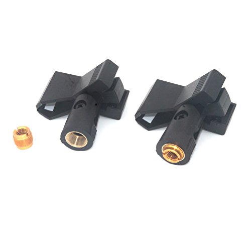 Zramo Pack Of 2 Universal Adjustable Microphone Butterfly Clip With Gold Brass And Adapter Fix On Mic Stand With 5/8 Inch Thread #TOP1