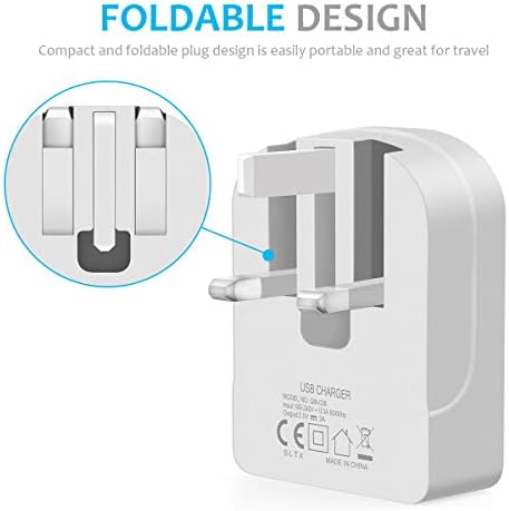 SLTX folding 3 pin uk plug UK Plug 3100mAh Universal USB Charger With Smart IC UK Plug Tablet & USB Socket Devices (white)