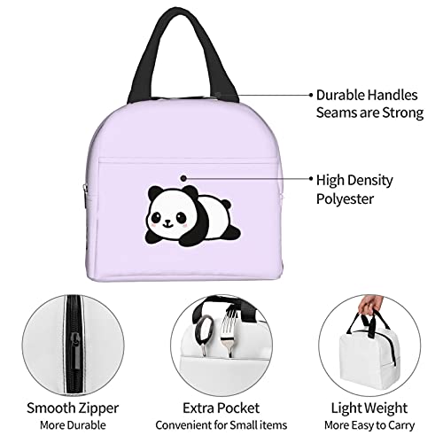 Carati Panda Purple Lunch Bags,Insulated Lunch Box For Woman,Reusable Tote Cooler Bag For Shopping Picnic Travel #TOP6