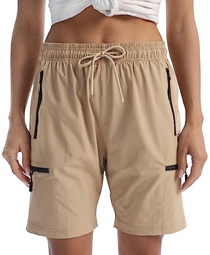 Stretch Hiking Cargo Women's Bermuda Shorts 7 Inch Quick Dry Athletic Golf Shorts Lightweight Tactical Climbing Mountain Sun Protection Uv Running Long Summer Casual Shorts Khaki Xl #TOP1