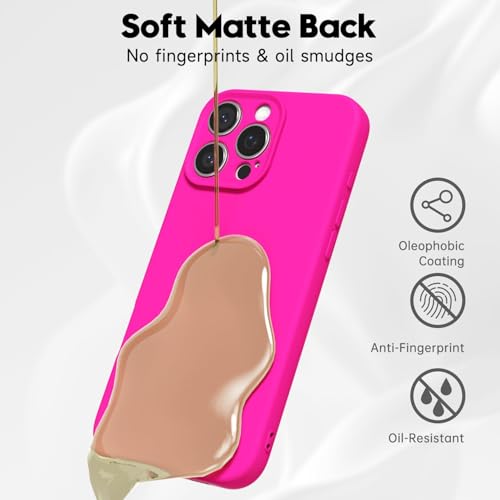 LoeoeL for iPhone 16 Pro Phone Case Silicone, Fluorescent Neon Hot Pink Bright Color Matte TPU, Minimalist Ultra Thin Slim Soft Rubber Gel Girly Cute Case for Women Men, Camera Cover Protection by LoeoeL - Used condition - Image 6