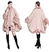 RomanticDesign Women Faux Fur Poncho Autumn Winter Knit Cape Shawl Batwing Sleeve Cloak Coat, Pink