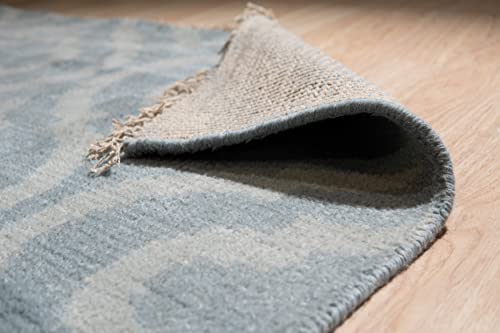 Eorc Ie79Aq8X10 Hand-Knotted Wool Moroccan Rug, 8' X 10', Aqua #TOP2