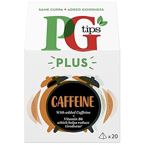 PG Tips Plus Caffeine Pyramid Tea Bags 58g -20 Count (Pack of 4) Cover