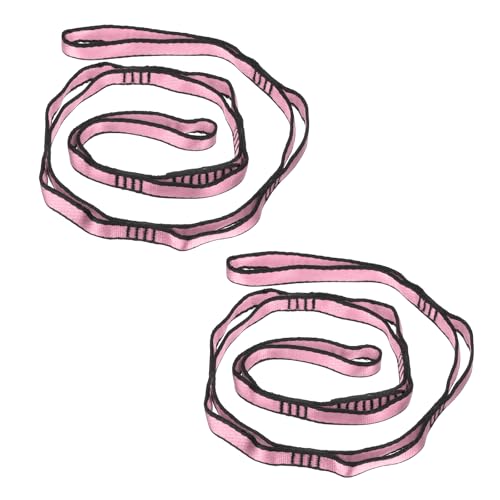 PATIKIL Correas Daisy Chain, Paquete de 2 Correas de Escalada Resistentes Ajustables de Nylon con 8 Lazos para Columpio de Hamaca de Yoga Aéreo, Rosa