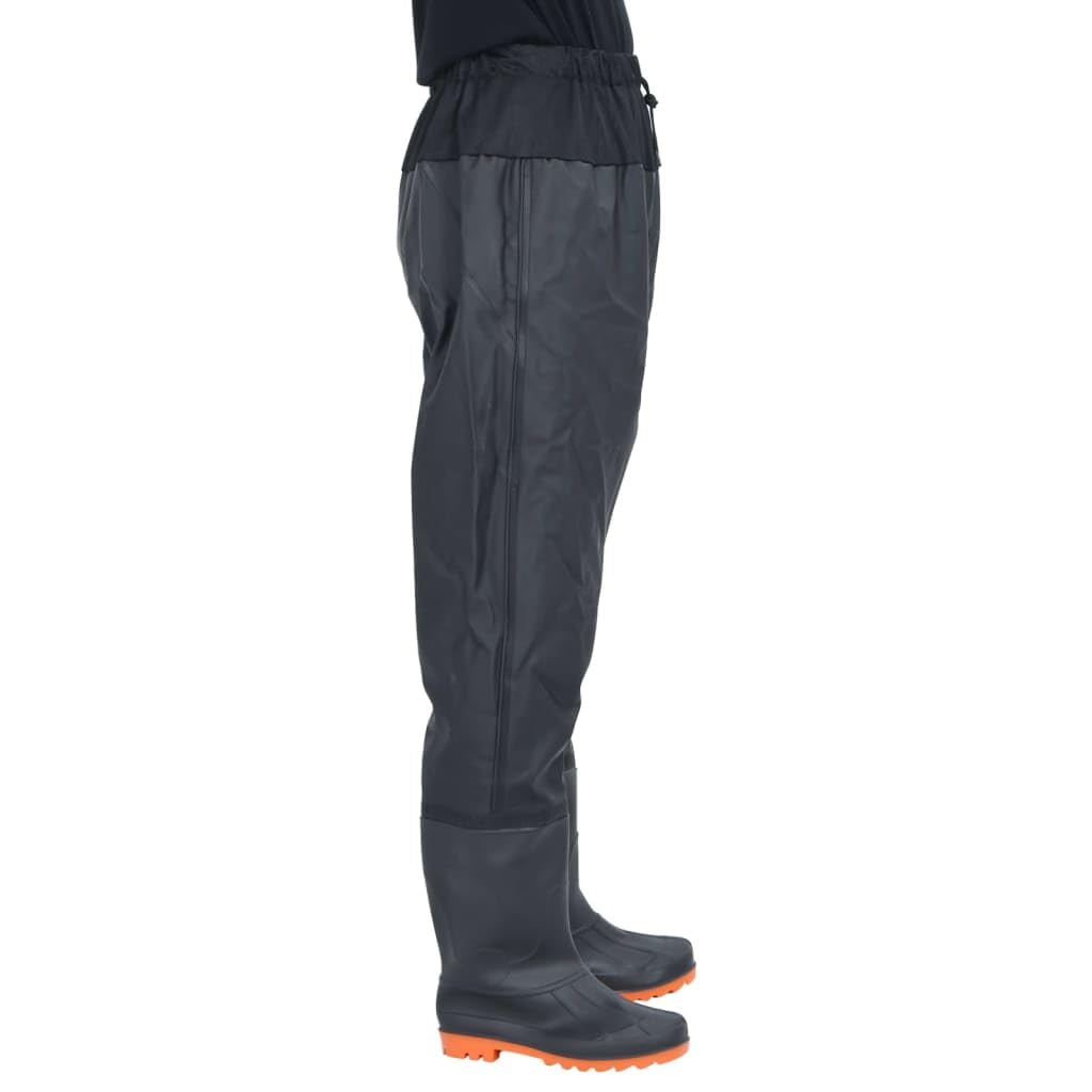 Homgoday Traje Vadeador de Cintura con Botas, Impermeable, Negro, Poliéster PVC, Talla 43