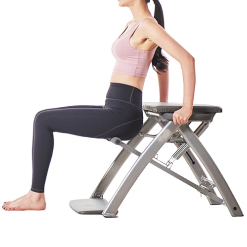 Pilates Fitness Chair - Split-Pedal Stability Equipment with 3-Speed Resistance for Home Gym Workout, Foldable Design