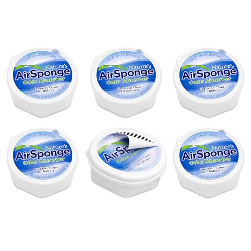 Image of Nature's Air Sponge 227g Odor Absorber Designer Container with Cap, Set of 6 - 1 /2 Lb Activated Charcoal Gel Air Freshening Support for Home, Office, Car, Boat, Closet, Basement & Indoor Areas
