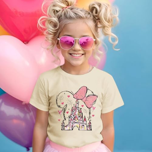 Image of Graphic Shirts for Girls Cute Bow T Shirt Kids Toddler Holiday Tshirt Vacation Trip Summer Tee Cotton Tops