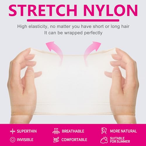 Smilco HD Wig Cap for Lace Front, 4Pcs Stretchy Nylon Stocking Cap for Women-Transparent Invisible Wig Cap