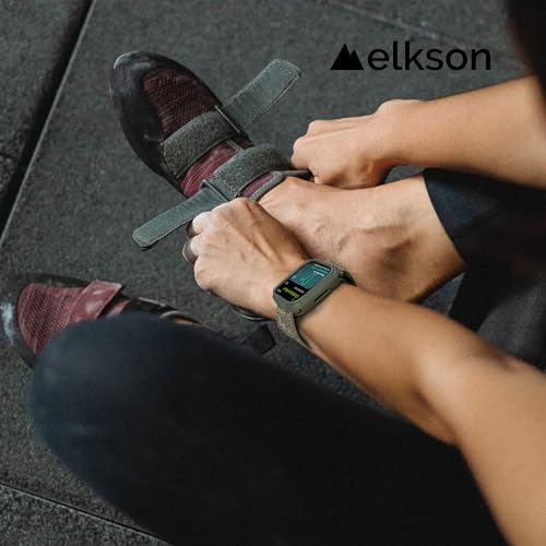 elkson アップルウォッチ カバー Apple Watch 46mm 42mm 45mm 44mm 41mm 40mm用, 頑丈なバンパー ケース Apple Watch SE iWatch Series 10 9 8 7 6 SE 用 スポーツミリタリー保護ケース プロテクター 落下防止 耐衝撃 (ブラック, 41mm)