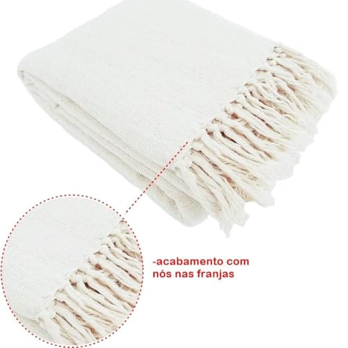 Manta Cru100% Algodão Para Sofá 2 e 3 lugares Colcha Para Cama Solteiro 2,40 x 1,80 Gigante Grande X