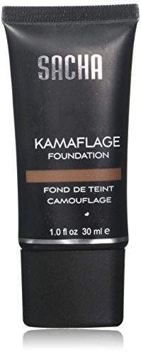 Liquid Kamaflage by Sacha Cosmetics, Camouflage Full Coverage Concealer Foundation Makeup, Matte Poreless Tattoo Cover Up, 1.0 oz, Cocoa Beige