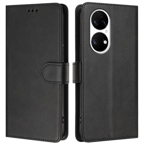 Rfvzubemok Compatible with Huawei P50 Pro PU Leather Phone Cover,Compatible with Huawei P50 Pro 4G JAD-AL50 JAD-LX9 JAD-AL00 Card Slots Flip Stand Wallet Case Black