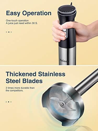 Hand Blender Set, 5 in 1 Stick Blender for Kitchen, 12 Speed Stainless Steel Immersion Blender, Food Chopper, Beaker, Electric Whisk, for Smoothies, Soups, Sauces, Baby Food by Yabano