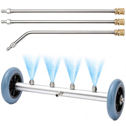 16 Inch Undercarriage Pressure Washer Attachment Pressure Washer Undercarriage Cleaner Under Car Washer Attachment with 3 Extension Wand 4000 PSI