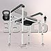Adjustable Medical Bedside Commode Chair with Padded Backrest, Height Adjustable, Drop Arm Support