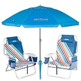 AKTIVE Pack 2 Sillas Playa Multicolor y sombrilla 220 cm (264)