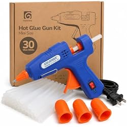 Gluerious Mini Hot Glue Gun Kit with 30 Glue Sticks, 20W Fast Heat-Up Hot Melt Glue Gun for Crafts, School, DIY Arts, Card Making and Quick Home Repairs, Anti-Drip Nozzle, Blue