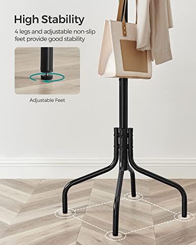 SONGMICS Coat Stand, Metal Coat Rack with 12 Hooks, 4 Legs, Hang Coats, Jackets, Hats, Bags, for Hallway Bedroom Office, Black RCR031B01