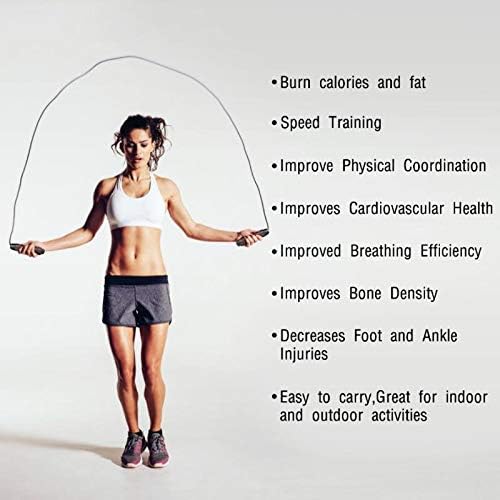 Feeke Jump Rope Tangle-Free with Ball Bearing,Adjustable Jumping Ropes with 6 Memory Foam Handles Rapid Speed Jump Rope Cable for Men and Women and Children for Workout Exercise Fitness (2 Pack)